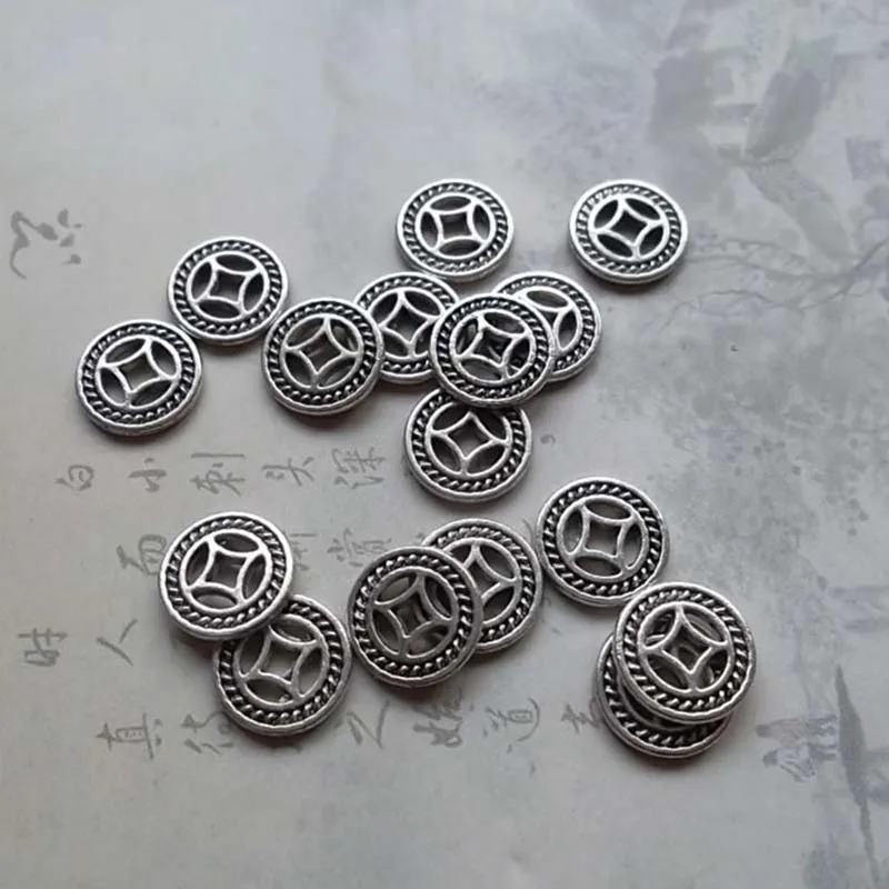 50 шт./лот круглые металлические бусины коннекторы для бижутерии в винтажном