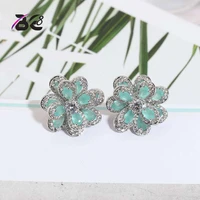 be 8 2018 shinny flower shape statement earrings aaa cz stud earrings for women wedding jewelry boucle doreille femme e673