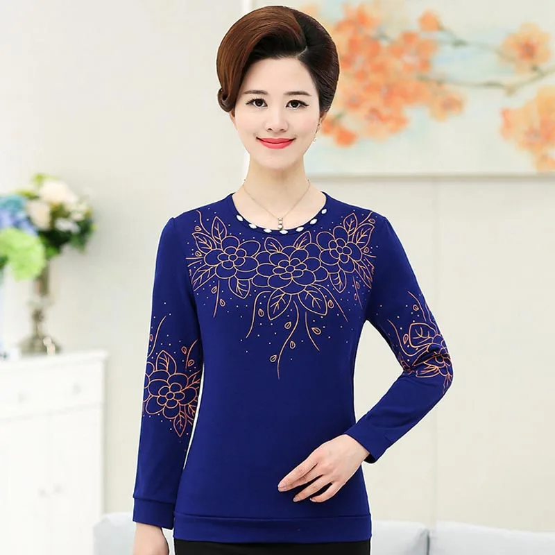 Повседневная мода плюс бархатная Нижняя рубашка Топ среднего возраста Женская