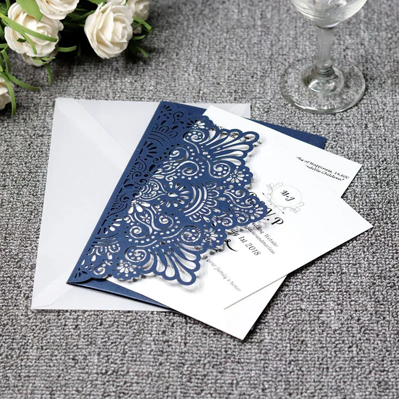 100 шт. европейские свадебные пригласительные открытки с лазерной резкой