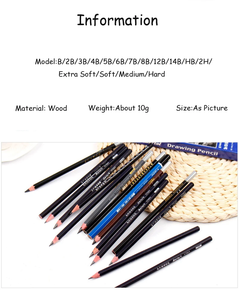 EZONE B/2B/38/4B/5B/6B/7B/8B/10B/12B/14B разные размеры карандаш Профессиональный эскизная ручка для рисования граффити студенческие канцелярские принадлежности