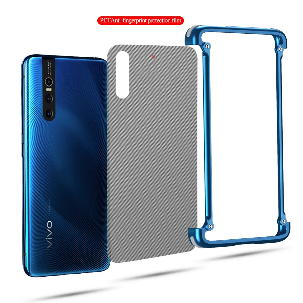 

OATSBASF Luxury Metal Frame Shape with Airbag Case For VIVO X27 Case Personality Metal Bumper For VIVO X27 Pro Bumper Back Cover