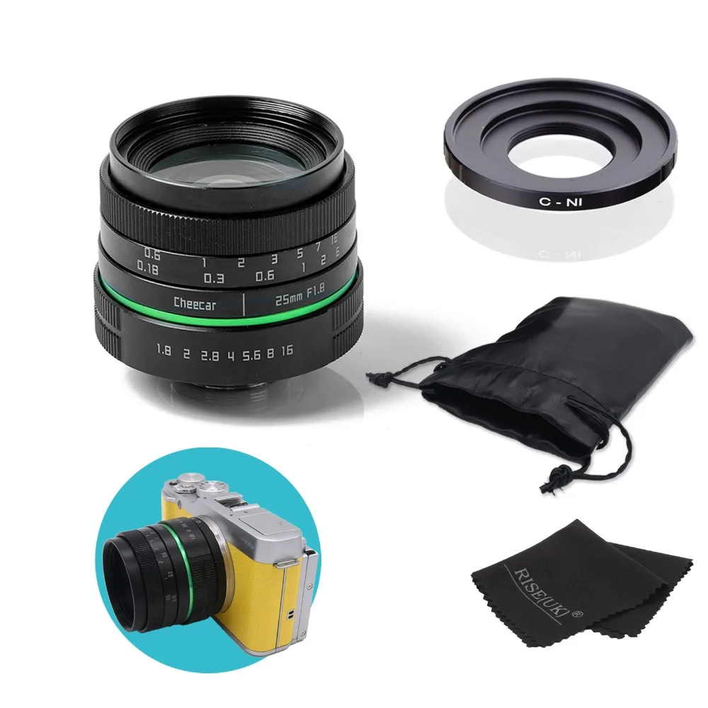 Новый зеленый круглый 25 мм объектив камеры видеонаблюдения для Nikon1:V1 J1 V2 J2 с