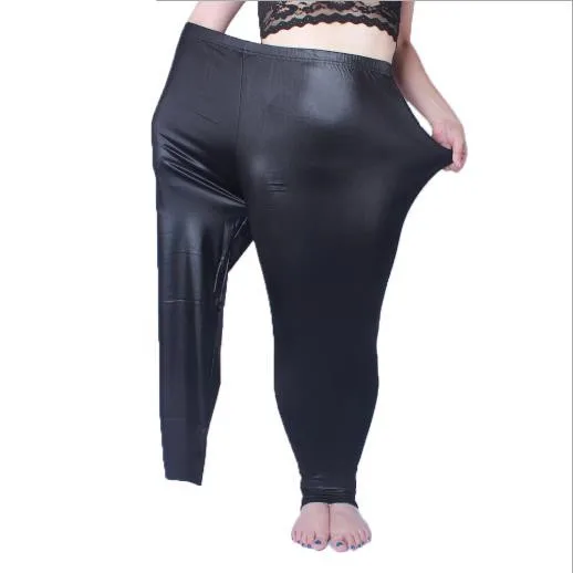Белые женские брюки 2019 большого размера 5XL из искусственной кожи зимние