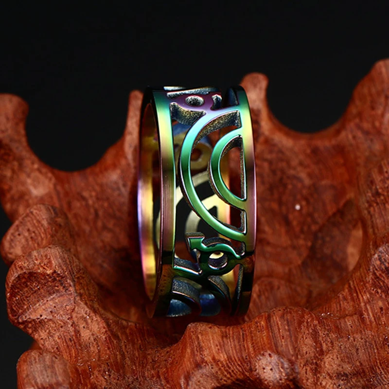Кольцо из нержавеющей стали для мужчин стильное Радужное кольцо с полым символом