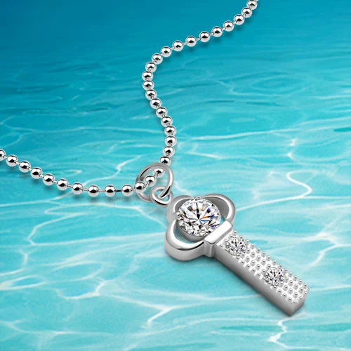 Ожерелье из стерлингового серебра 925 пробы Женская цепочка для свитера. Брелок