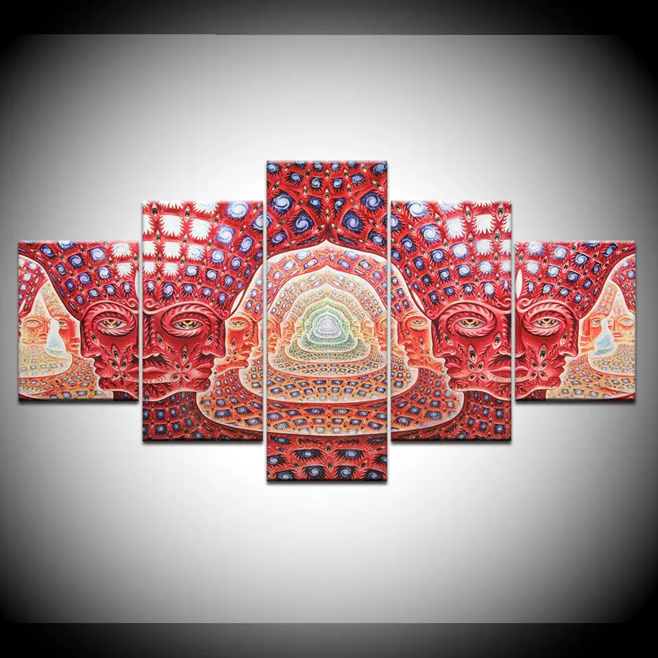 5 шт. Картина на холсте Psychedelic Face Wall Art модульная HD Печать картинки инструмент Alex