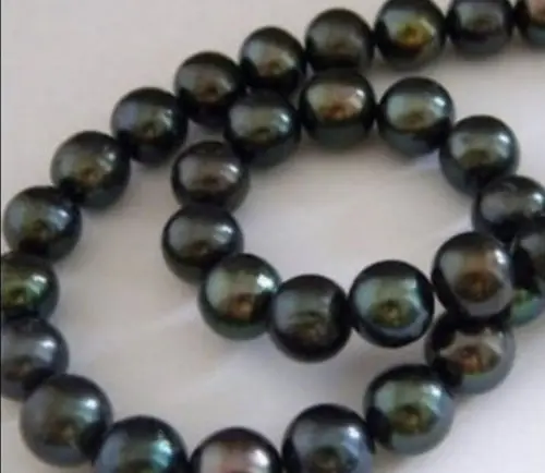 

9-10mm Schwarz Tahitian Perlen-Korn 38CM pendant NECKLACE