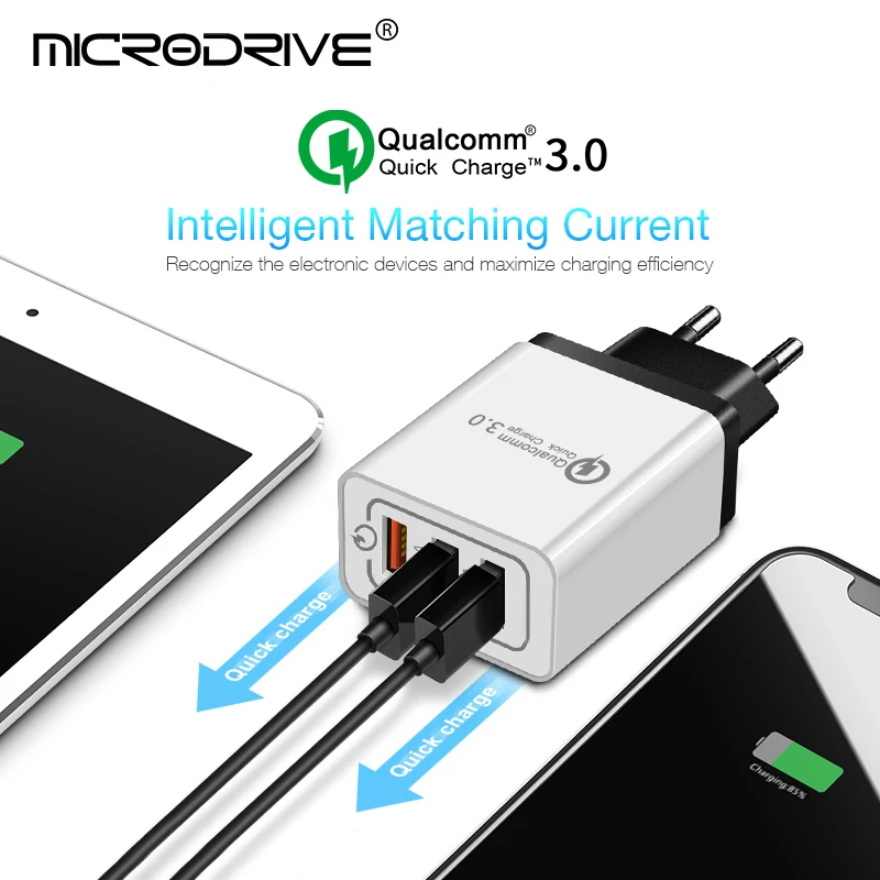 Универсальный 18 Вт USB quick charge 3 0 5V 3A для Iphone 7 8 EU US Plug быстрое зарядное устройство