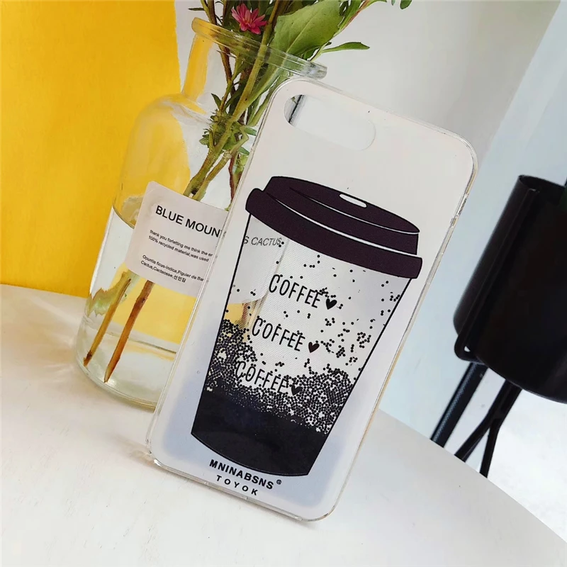 For iPhone X 7 8 6 6S Plus Phone case Liquid Quicksand Dynamic Cover Instagram Hot luxury fashion Coffee Cup shell Coque |