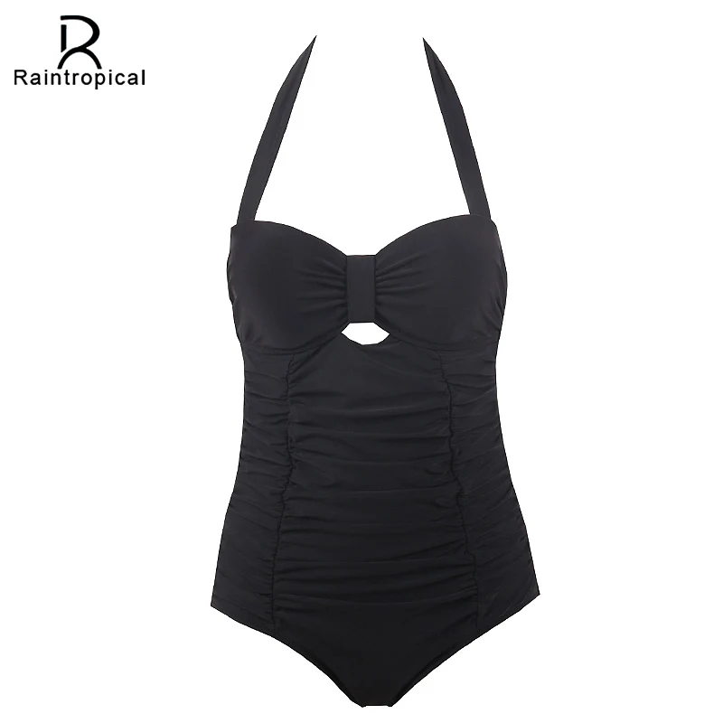 Женский слитный купальник Raintropical винтажный сплошной большого размера плюс в