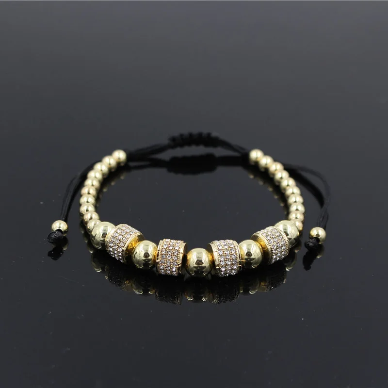 Gold 4 Round Модные Anil arjandas MACRAME ткань круглый трубчатый браслет Для мужчин штаны золотого цвета Цвет микро проложить циркониевые Бусы Браслеты с подвесками плетеный браслет ювелирные изделия - Окраска металла: Gold 4 Round