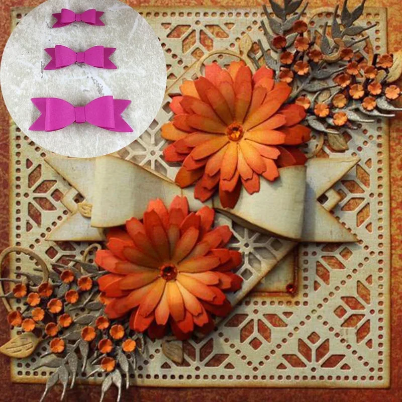 6 шт./компл. бантом Луки из металла Штанцевые формы Трафареты ленты DIY Скрапбукинг