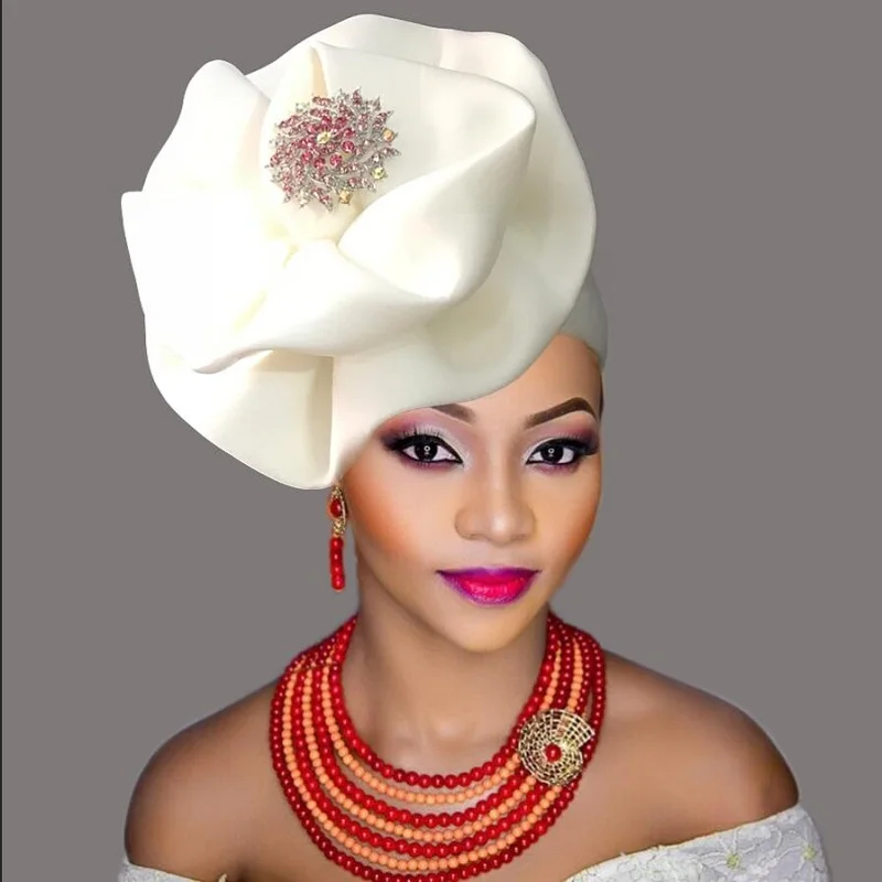 2019 Новое поступление головной убор ASO OKE с бисером африканская повязка тюрбан для