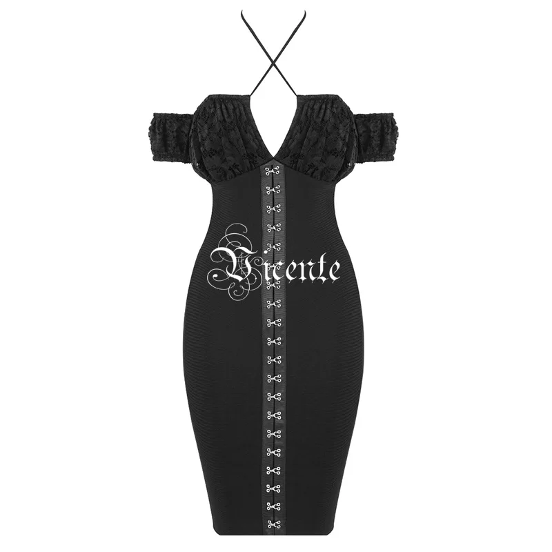VC горячее шикарное дизайнерское кружевное мини платье с крючками сексуальное