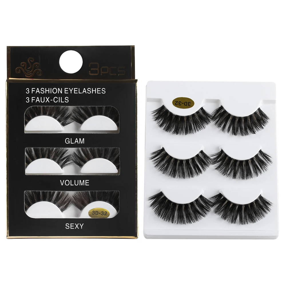 3 пары макияж полная полоса норковые волосы накладные ресницы Прозрачные терьер