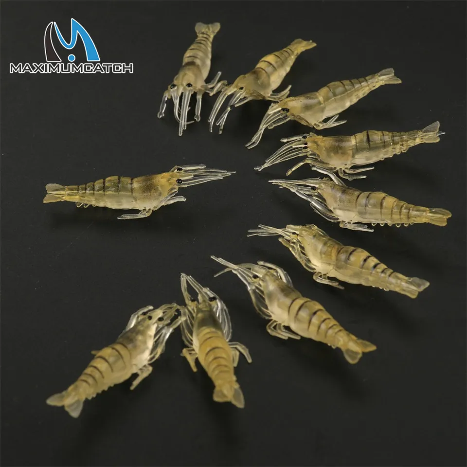 Набор рыболовных креветок Maximumcatch 10 шт. силиконовая Реалистичная мягкая креветка