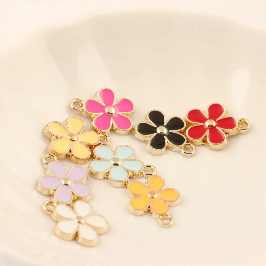 20 шт./лот Новые Подвески в виде капли горячего масла Цветы эмалевые Подвеска из