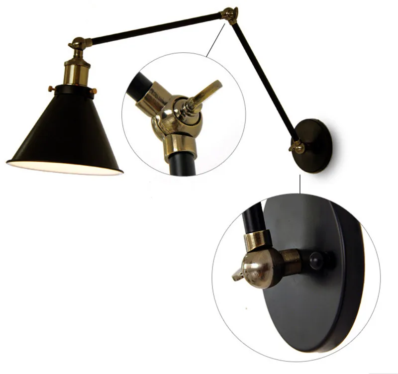 Led Wall Light new modern hot Vintage Industrial Loft Swing Arm Sconce Retro Warehouse Ambient Lighting lamp | Освещение