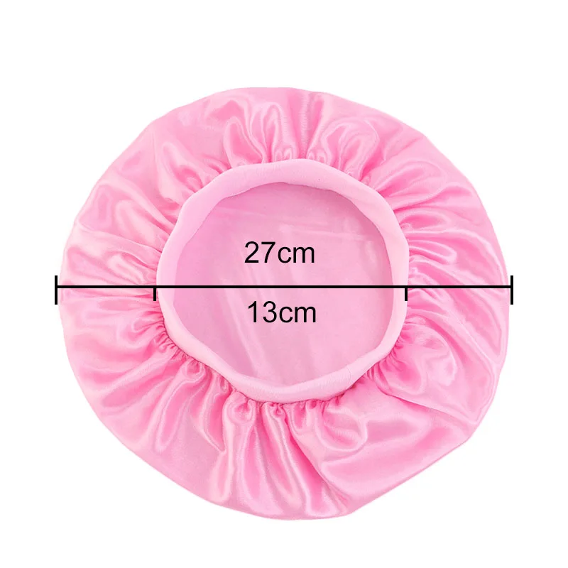

kids Satin Bonnet Children Silky Sleep Cap Solid Color Turban Chemo Hat