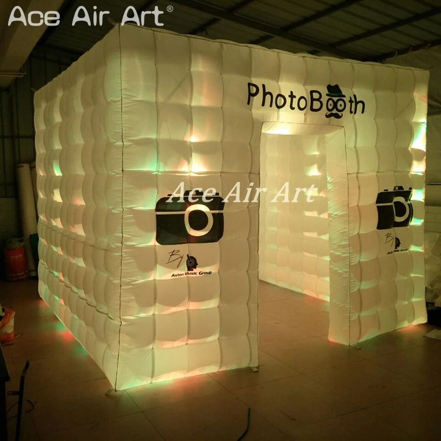 

3m Nice design cubic tent inflatable photo booth enclosure backdrop wall kiosk with spotlights and logo print for USA