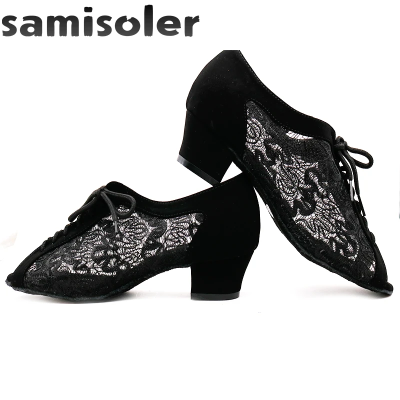 Samisoler Ladies Latin dance shoes with Brown rhinestone salsa dancing shoes Fashion Comfortable satin soft high heels 5CM-10CM