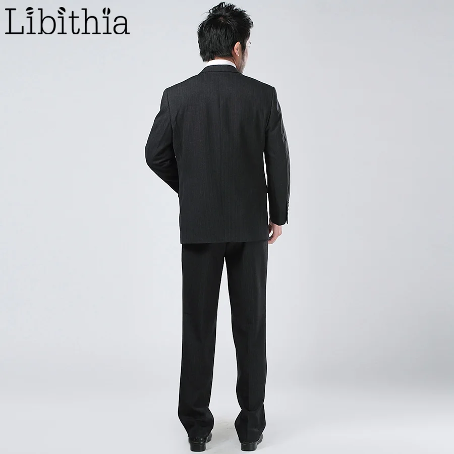 

(Jacket+pant+tie) Men's Thick Suits Men Wool Costume Homme Male Clothes Blazer For Wedding Jaqueta Masculino Dark Grey S322
