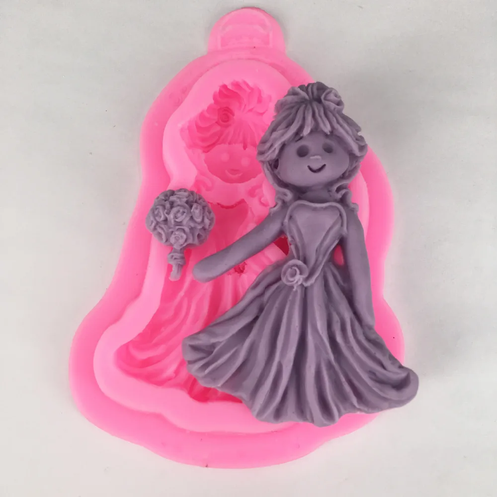 Маленькая девочка Подружка невесты с цветами шоколадная форма для выпечки