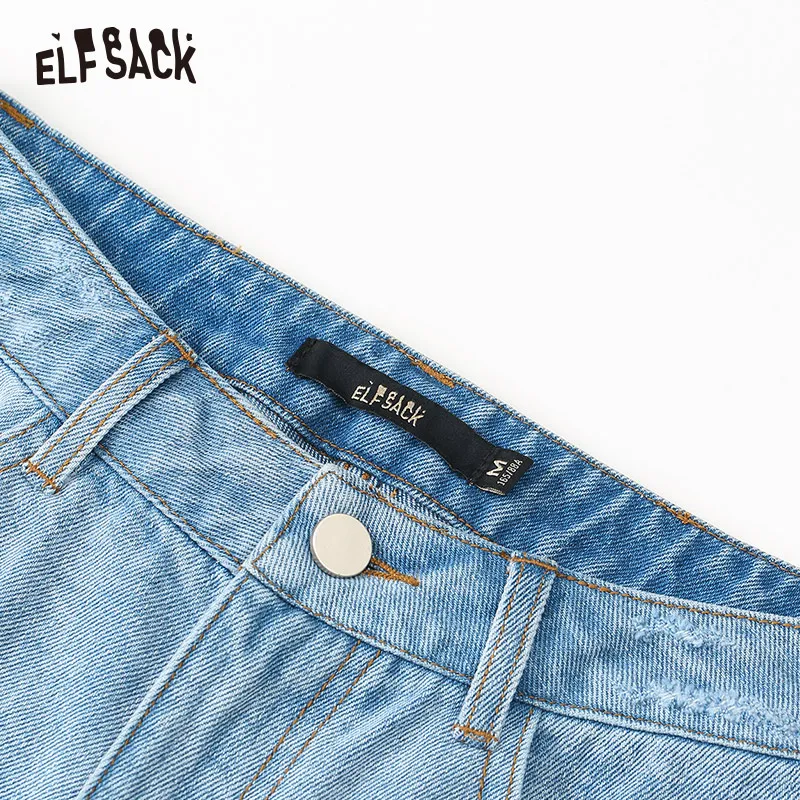ELF SACK потертые джинсовые женские джинсы модные брюки длиной до колена с вышитыми