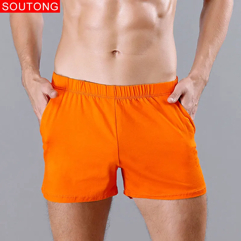 orange Soutong, мужские боксеры, нижнее белье, хлопковые свободные трусы, удобные трусы-боксеры, мужские домашние трусы для сна - Цвет: orange
