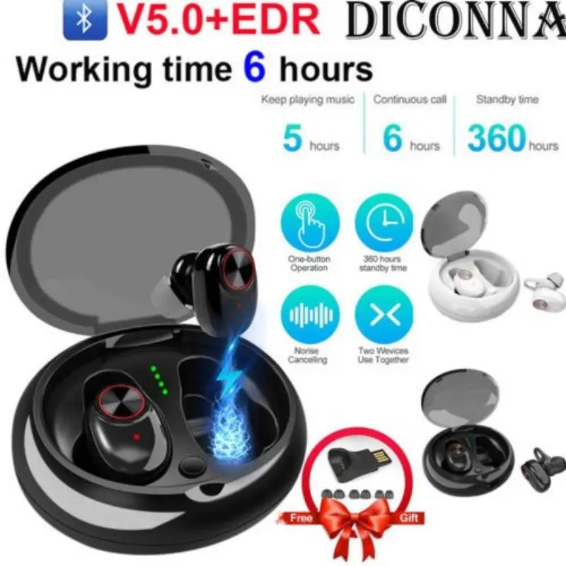 TWS беспроводные Bluetooth наушники с двумя ушками для зарядки 5 0 гарнитура стерео мини