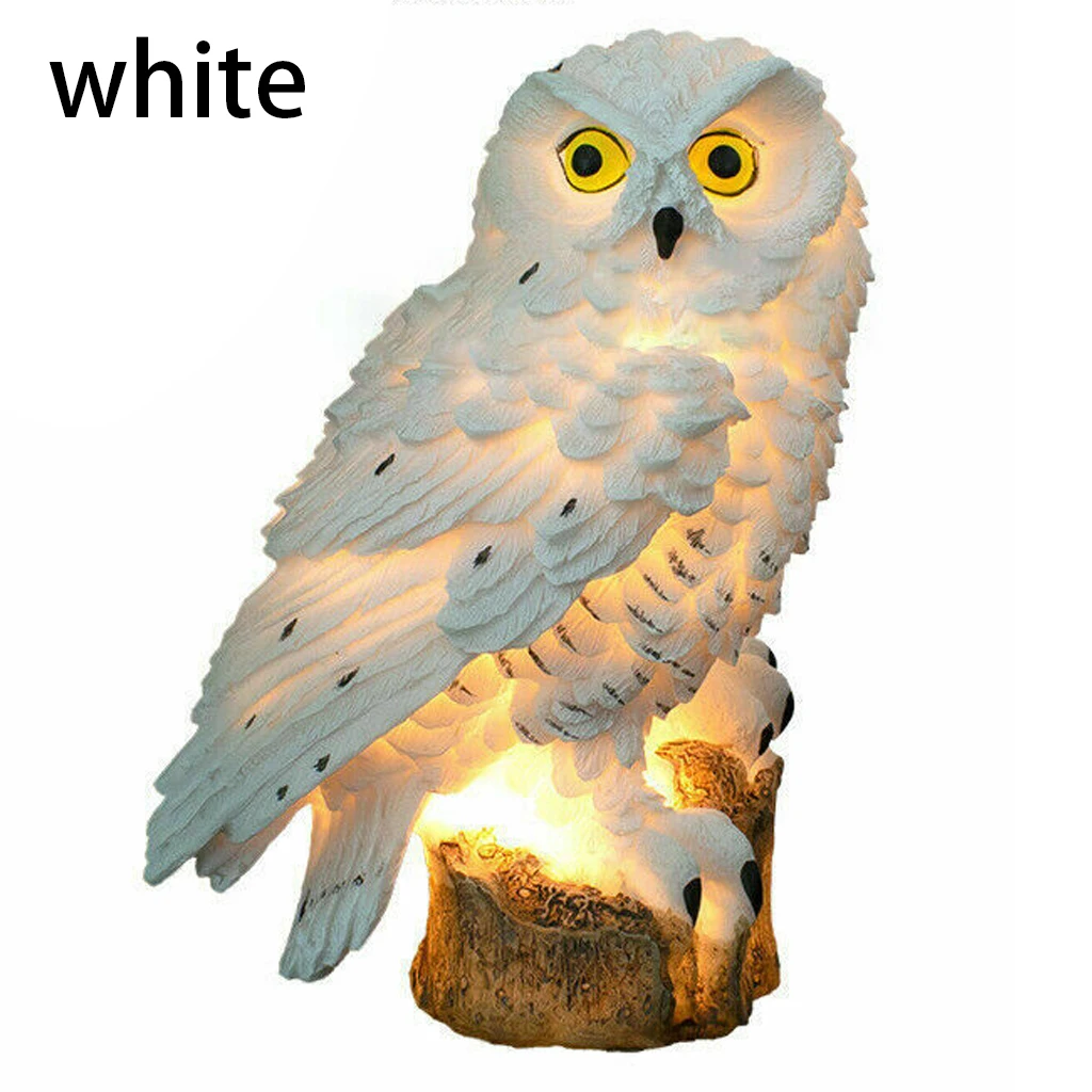 Светодиодный светильник на солнечной батарее белый декоративный для совы газона