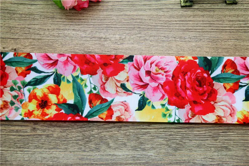 DUWES 3 ''Бесплатная доставка цветы птица Печать grosgrain ленточный аксессуар бант