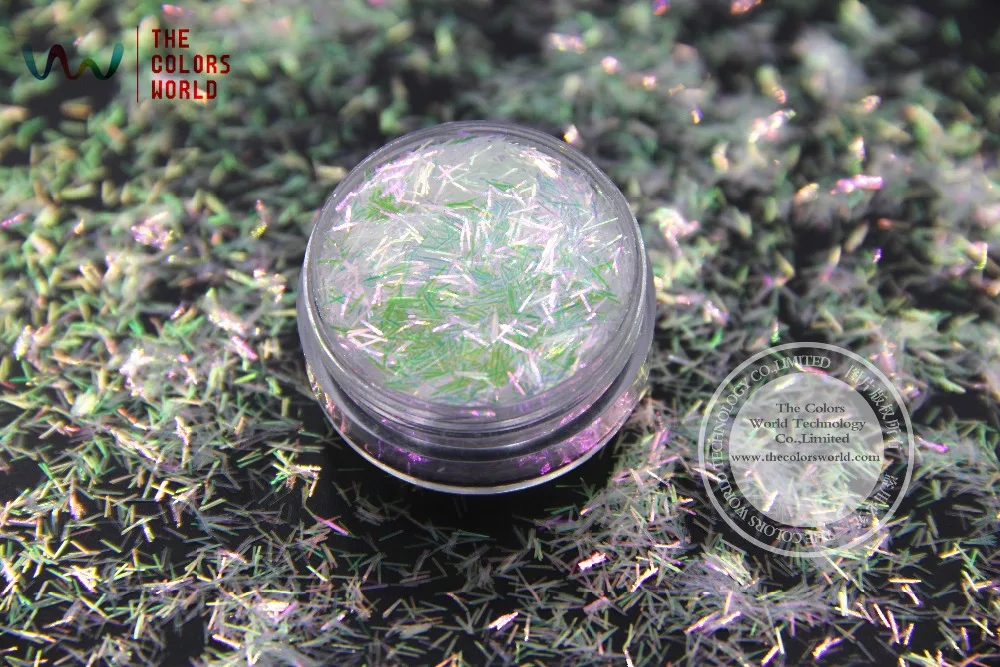 TCR325 белый цвет с переливающимися фиолетовыми и зелеными полосками коротким