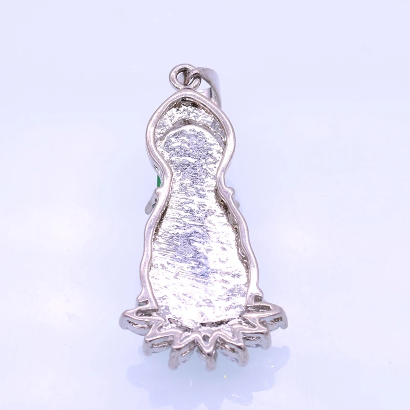 JINYAO модные подвески Guanyin Будда зеленый камень белый золотой цвет кулон ожерелье
