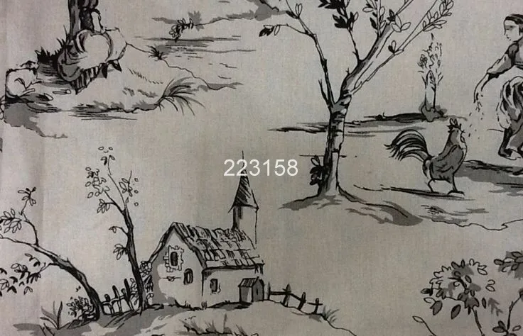 Хлопчатобумажная и льняная ткань шириной 150 см с принтом сельской жизни два цвета