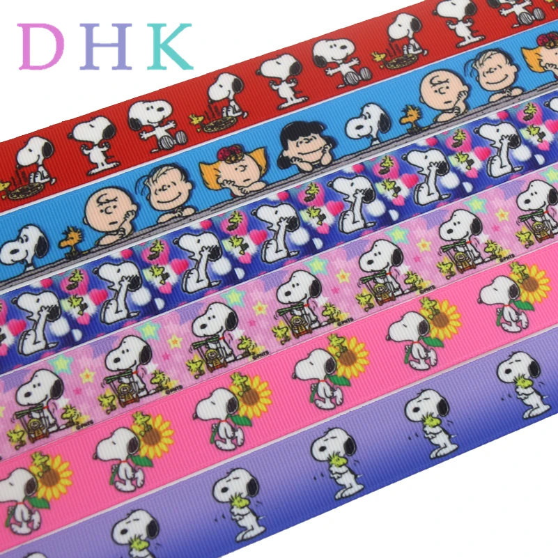 DHK 7/8 ''10 ярдов собака мультфильм Печатный корсаж ленточный аксессуар бант для волос украшение для волос OEM B1724