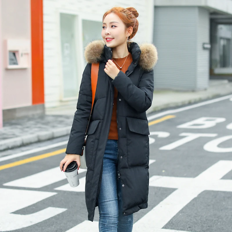 KMETRAM женский пуховик зимняя куртка женская с воротником из натурального меха