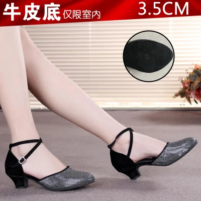 3.5CM heel black Женские туфли для латинских танцев с мягкой подошвой; женские туфли для бальных танцев, танго, сальсы, латинских танцев для девочек; обувь для латинских танцев; chinasie34~ 42 - Цвет: 3.5CM heel black