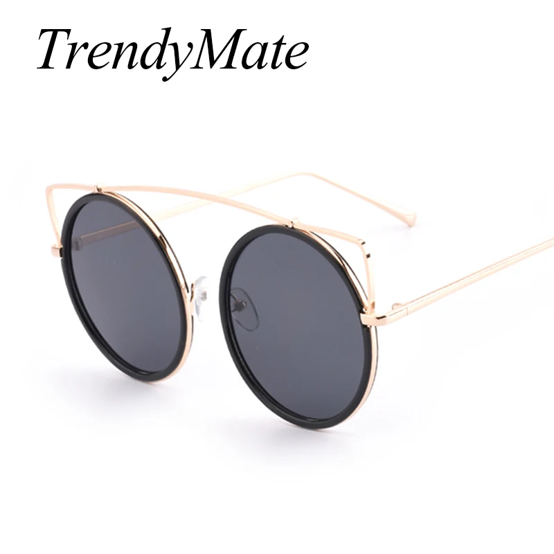 Популярные женские солнцезащитные очки кошачий глаз большие круглые в богемном