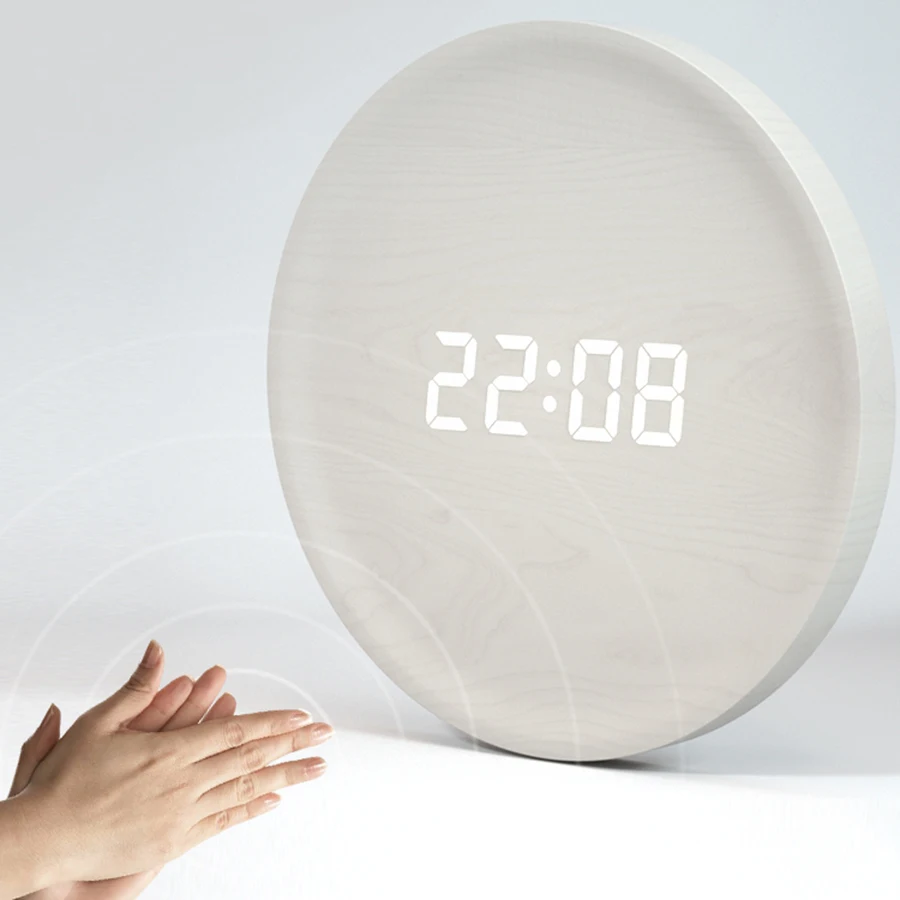 Led Electronic Wood Clocks Wall Home Decor Voice Control Clock Modern Design Nixie Decoracion Hogar Moderno 50KO569 | Дом и сад