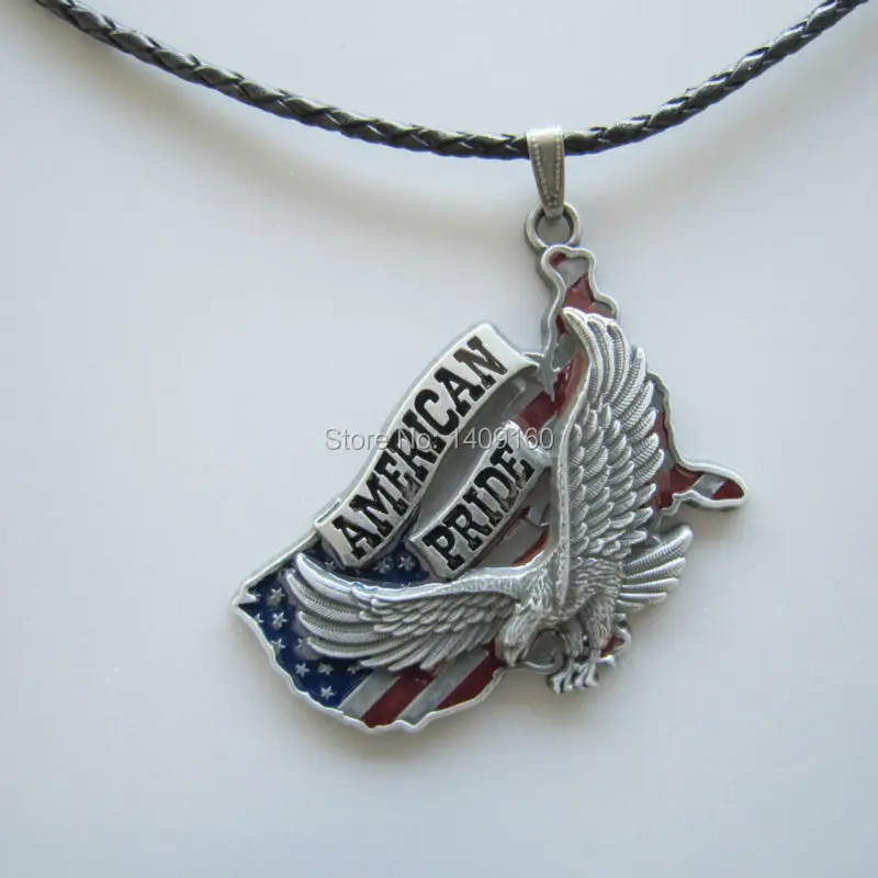 Орел Американская гордость металлическая подвеска кожаная ожерелье галстук|neck