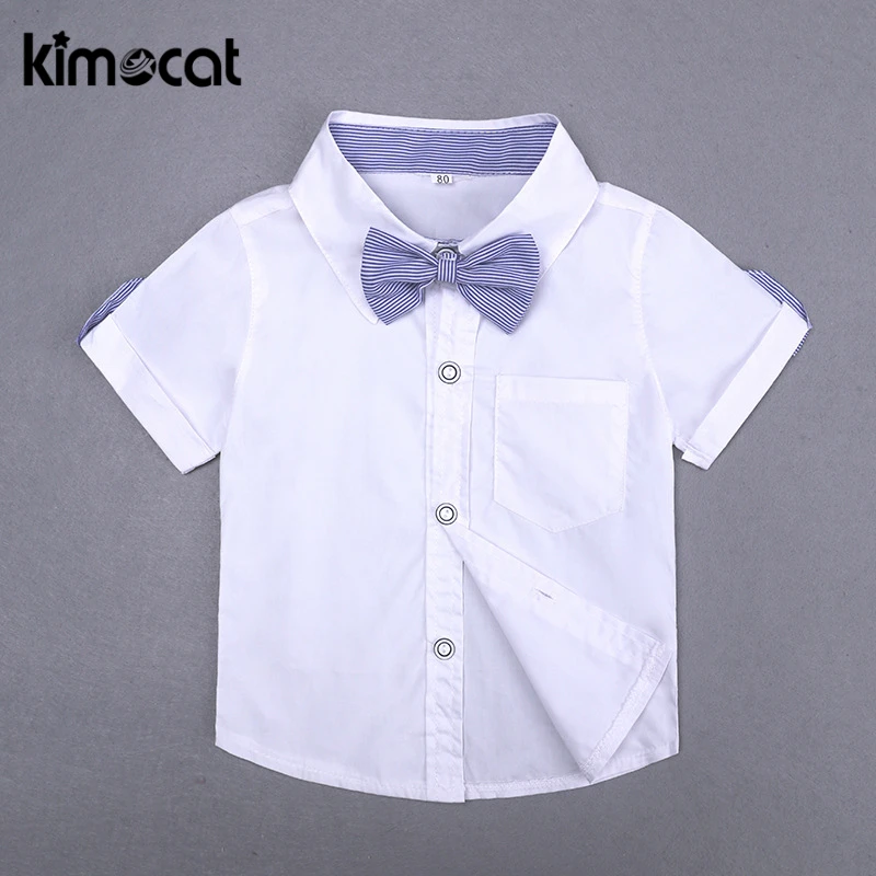 Kimocat/Летняя одежда для маленьких мальчиков Комплекты одежды для мальчиков комплект джентльмена из 2 предметов, рубашка+ комбинезон праздничный наряд на крестины одежда в подарок
