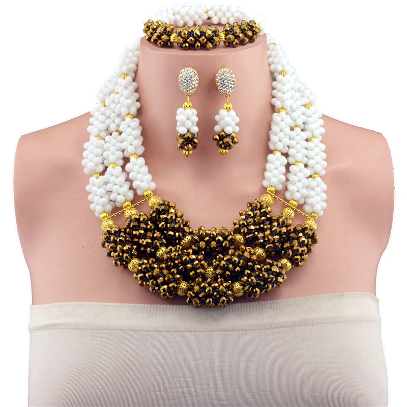 2017 новейшие нигерийские Свадебные африканские Бусины Ювелирные наборы Кристалл