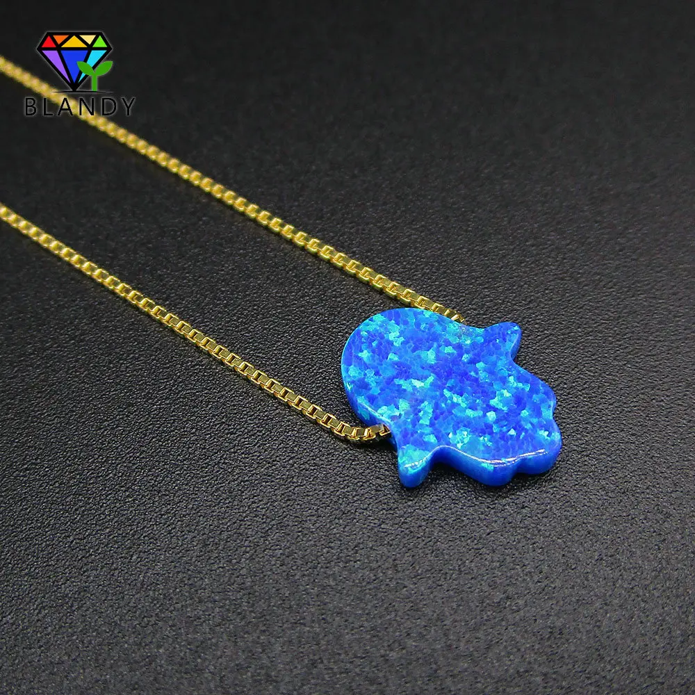 OP05 -Gold plated 4 цвета Мода 925 Серебряная цепочка ручной Хамса из опала ожерелье OP27 темно-синий Фатима рука 11x13 миллиметровый опал серебряные ювелирные изделия - Окраска металла: OP05 -Gold plated