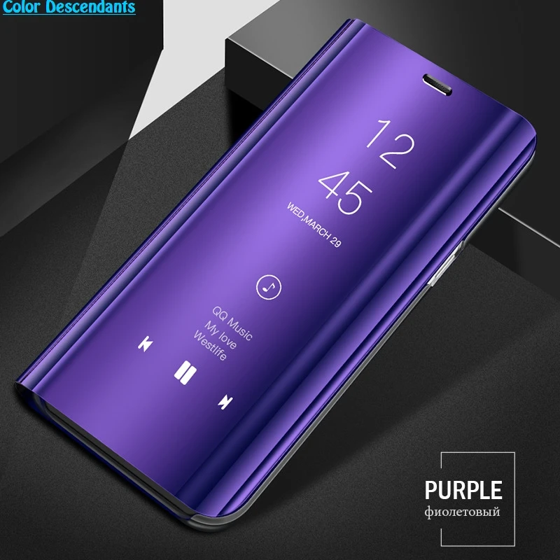 Purple blue Clear View Smart Зеркало чехол для телефона для samsung Galaxy S9 S8 S7 S6 Edge Plus Note 8 9 для A3 A5 A7 A8 J3 J7 чехол Funda - Цвет: Purple blue