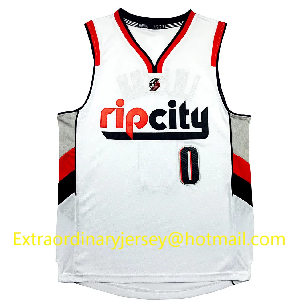 Мужская Майка Дамиан Лиллард #0 молодежь джерси Ребенком Баскетбол Джерси