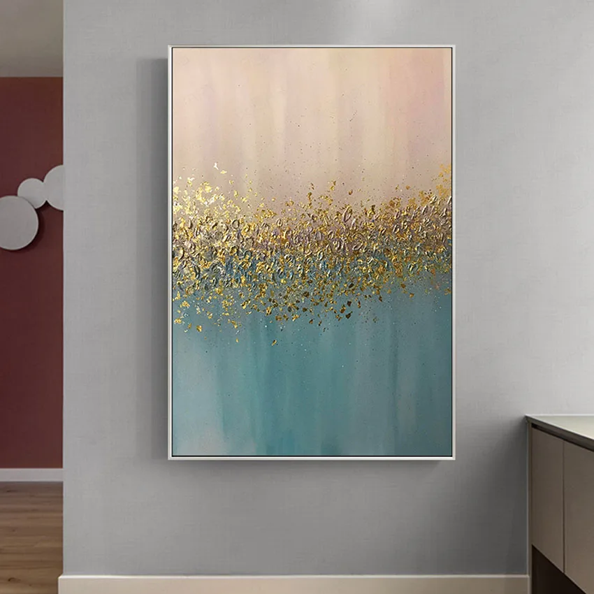 

Newest Design Gold Foil Abstract Oil Painting Tree Art Hand Painted Wall Decor Canvas Modern Free Shipping Unframed Paintings