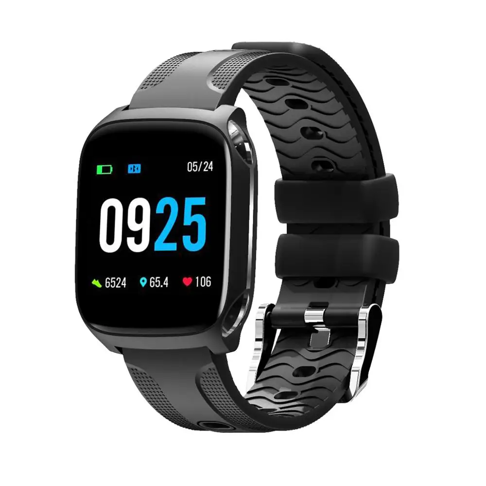 Сенсорный экран, TF9 Смарт-часы Водонепроницаемый IP67 сердечный ритм SmartWatch крови Давление монитор Smart Band Multi-спортивные режимы - Цвет: Black