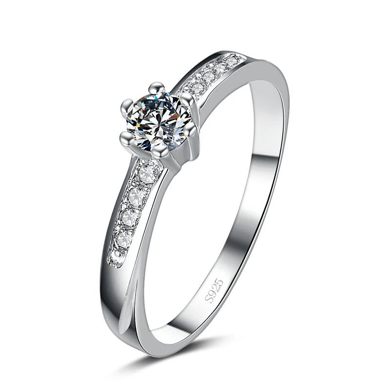 Женское Сверкающее кольцо из серебра 925 пробы с фианитом|ring jewelry|silver platedfinger jewelry |